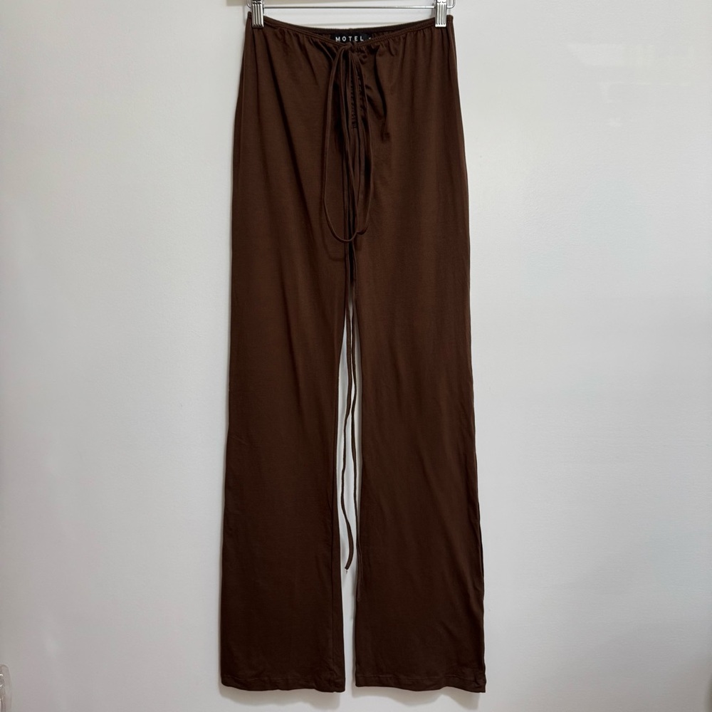 Motel Rocks Low Rise Tie Ruched Bootcut Pants - Picture 2 of 13